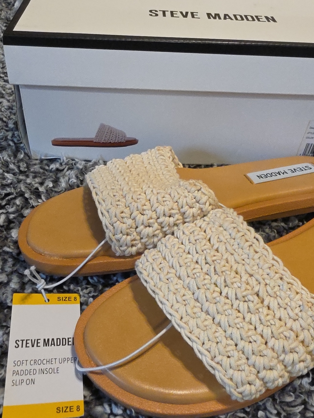 NIB Womens Steve Madden Crochet Sandals